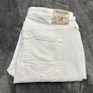 True Religion Jeans Womens 29‎ White Jennie Curvy Mid Rise Super Skinny Denim